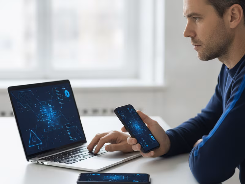 Comparing financial products on a laptop and phone